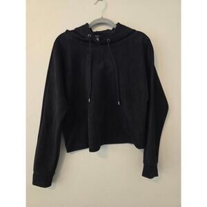 🖤 Tahari Cropped Black Hoodie XS Minimal Athleisure